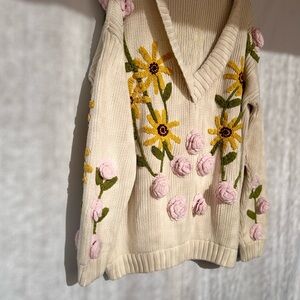 Fillyboo-A Stitch In Time Floral Embroidered Sweater
